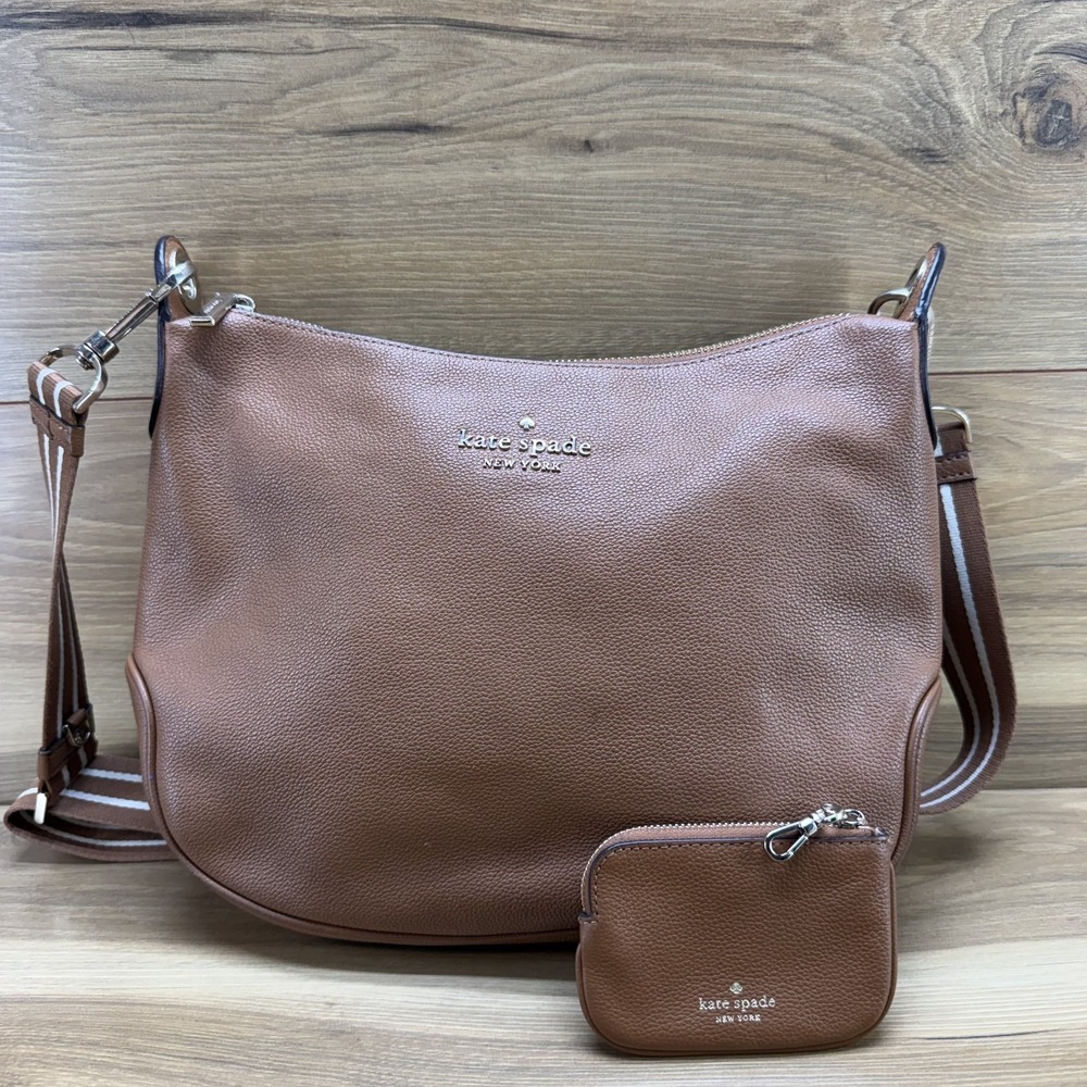 Kate Spade Rosie Leather Large Crossbody Bag Warm Gingerbread Grained Leather